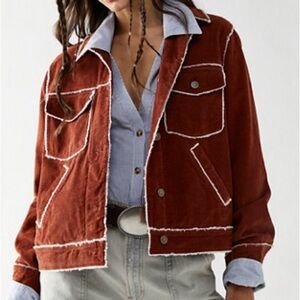 Free People Heartland Workwear Corduroy Jacket (Red Orange) Size: Small